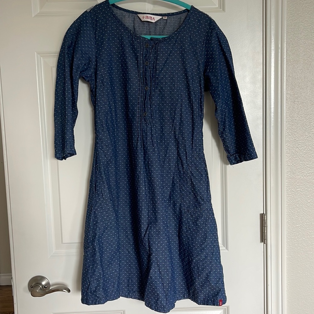 Biba dark denim lace dress XS